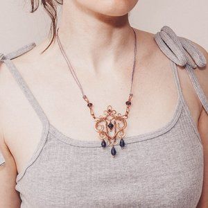 Wire wrap copper necklace